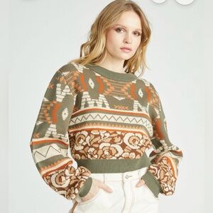 DRIFTWOOD Women's Geometric Sweater - Olive, Rust, Beige